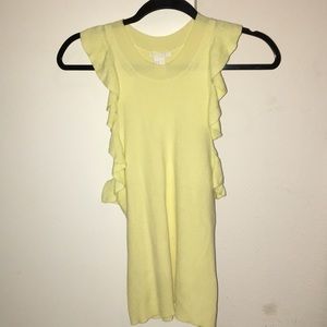 Pale Yellow sleeveless w ruffles sweater top sz m